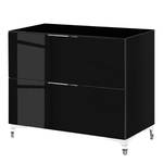 Commode Shino I Verre noir / Noir - Hauteur : 77 cm