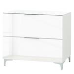 Commode Shino I Verre blanc / Blanc - Hauteur : 77 cm