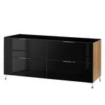 Sideboard Shino III Glas Schwarz / Eiche Riviera Dekor