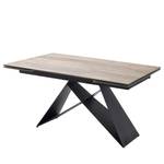 Table Pinna Céramique et verre / Métal - Noir mat - Imitation chêne clair