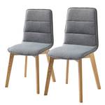 Gestoffeerde stoelen Vallrun (set van 2) geweven stof/massief essenhout - Lichtgrijs