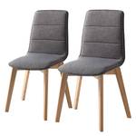 Chaises capitonnées Vallrun (lot de 2) Tissu / Frêne massif - Gris foncé