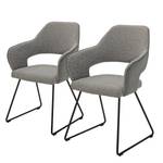 Chaises à accoudoirs Savega (lot de 2) Tissu / Acier inoxydable - Anthracite - Gris clair