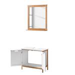 Jakob III - Set da bagno, 2 pezzi Bambù parzialmente massello - bianco opaco/bambù