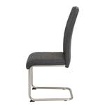 Chaises cantilever Liston (lot de 2) Imitation cuir / Acier - Argenté mat - Noir vintage