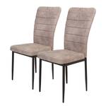 Chaises Liel (lot de 2) Microfibre/ Acier - Noir mat - Beige