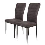 Chaises Liel (lot de 2) Microfibre/ Acier - Noir mat - Anthracite