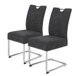 Chaises cantilever Lopten I (lot de 2) Tissu / Acier - Chrome