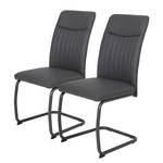 Chaises cantilever Rubin (lot de 2) Imitation cuir / Acier - Noir / Anthracite