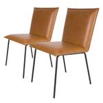 Chaises Rubik (lot de 2) Imitation cuir / Acier - Noir - Cognac