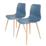 Chaises Sanra (lot de 2) Matière plastique / Acier - Hêtre - Bleu