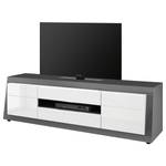 Meuble TV Curlewis Blanc brillant / Anthracite - Largeur : 195 cm