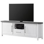 Meuble TV Touros II Pin massif - Pin blanc / Gris