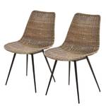 Eetkamerstoelen Pensu (set van 2) rotan/staal - natuurlijk/zwart