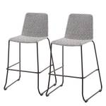 Chaise de bar Cabali (lot de 2) Tressage / Métal - Noir - Gris clair