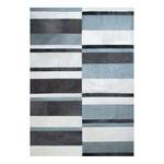 Fellteppich Art Deco Stripe Echtleder - Blaugrau / Altweiß - 160 x 230 cm