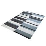 Fellteppich Art Deco Stripe Echtleder - Blaugrau / Altweiß - 160 x 230 cm