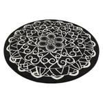 Laagpolig vloerkleed Mandala geweven stof - Zwart
