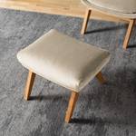 Gestoffeerde hocker GARBO houten pootjes Velours Shyla: Beige - Donkere eikenhout