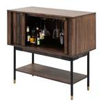 Meuble de bar West Coast Placage en acacia / Acier - Acacia foncé / Noir