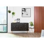 Sideboard Towa Akazie massiv / Metall - Schwarz / Gold