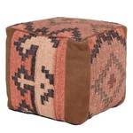 Pouf Empress Coton / Cuir - Rouge / Terre