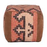 Pouf Empress Coton / Cuir - Rouge / Terre