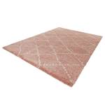 Hoogpolig vloerkleed Hash kunstvezels - Rozerood/wit - 80 x 150 cm