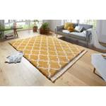 Hoogpolig vloerkleed Pearl kunstvezels - honingkleurig/wit - Honingkleurig/wit - 160 x 230 cm