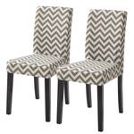 Chaises capitonnées Nella (lot de 2) Tissu / Pin massif - motif gris / Pin