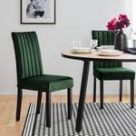 Gestoffeerde stoelen Filot (set van 2) Fluweel/massief rubberboomhout - Donkergroen