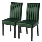 Chaises capitonnées Filot (lot de 2) Velours / Hévéa massif - Vert foncé