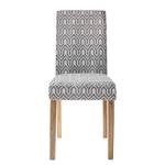 Gestoffeerde stoel Nella III Geweven stof/massief eikenhout - grijs/eikenhout - 2-delige set