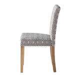 Chaise capitonnée Nella III Tissu / Chêne massif - Gris / Chêne - Lot de 2