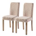 Gestoffeerde stoelen Nella (set van 2) Geweven stof/massief eikenhout - beige/eikenhout