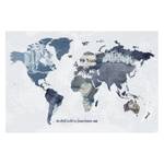 Tableau déco planisphère Jeans Papier / MDF - Bleu
