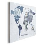 Afbeelding Wereldkaart Jeans papier/MDF - blauw