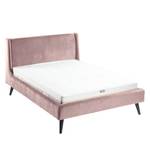 Letto imbottito Limmer Tessuto effetto velluto - Mauve - 160 x 200cm