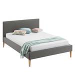 Gestoffeerd bed Nowra Geweven stof - Grijs - 140 x 200cm