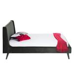 Gestoffeerd bed Limmer geweven stof in fluwelen look - Steengrijs - 160 x 200cm