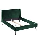 Letto imbottito Limmer Tessuto effetto velluto - Verde palude - 160 x 200cm