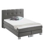 Boxspringbett Royal Night Webstoff inkl. Topper - Rauchgrau - 140 x 200cm - Kein Bettkasten