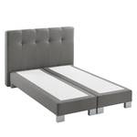 Boxspringbett Royal Night Webstoff inkl. Topper - Rauchgrau - 140 x 200cm - Kein Bettkasten