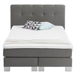 Boxspringbett Royal Night Webstoff inkl. Topper - Rauchgrau - 140 x 200cm - Kein Bettkasten