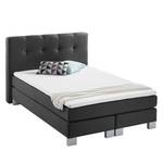 Boxspringbett Royal Night Webstoff inkl. Topper - Schiefergrau - 140 x 200cm - Kein Bettkasten