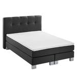 Boxspringbett Royal Night Webstoff inkl. Topper - Schiefergrau - 140 x 200cm - Kein Bettkasten