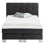 Boxspringbett Royal Night Webstoff inkl. Topper - Schiefergrau - 140 x 200cm - Kein Bettkasten