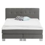 Boxspringbett Royal Night Webstoff inkl. Topper - Rauchgrau - 180 x 200cm - Kein Bettkasten