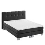 Boxspringbett Royal Night Webstoff inkl. Topper - Schiefergrau - 160 x 200cm - Kein Bettkasten