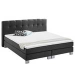 Boxspringbett Royal Night Webstoff inkl. Topper - Schiefergrau - 200 x 200cm - Kein Bettkasten